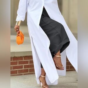Gray Wide-Leg Cropped Trousers with Pleats